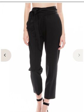 IRO Black High-Waist Tie-Belt Cropped Pants
